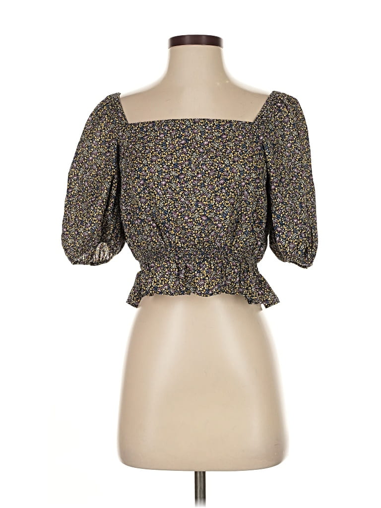 Pre-owned Uniqlo Short Sleeve Blouse In Brown