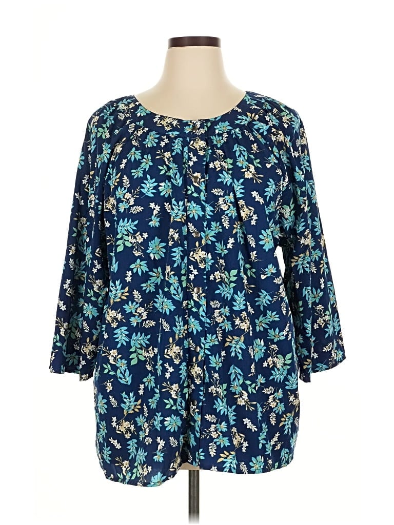 Pre-owned Assorted Brands 3/4 Sleeve Blouse In Blue