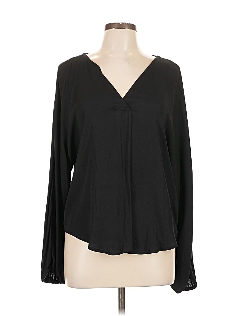 Pre-owned Left Coast By Dolan Long Sleeve Blouse In Black