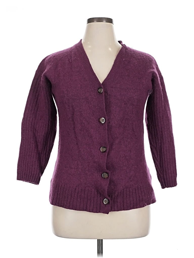 Pre-owned L.l.bean Cardigan Sweater In Purple