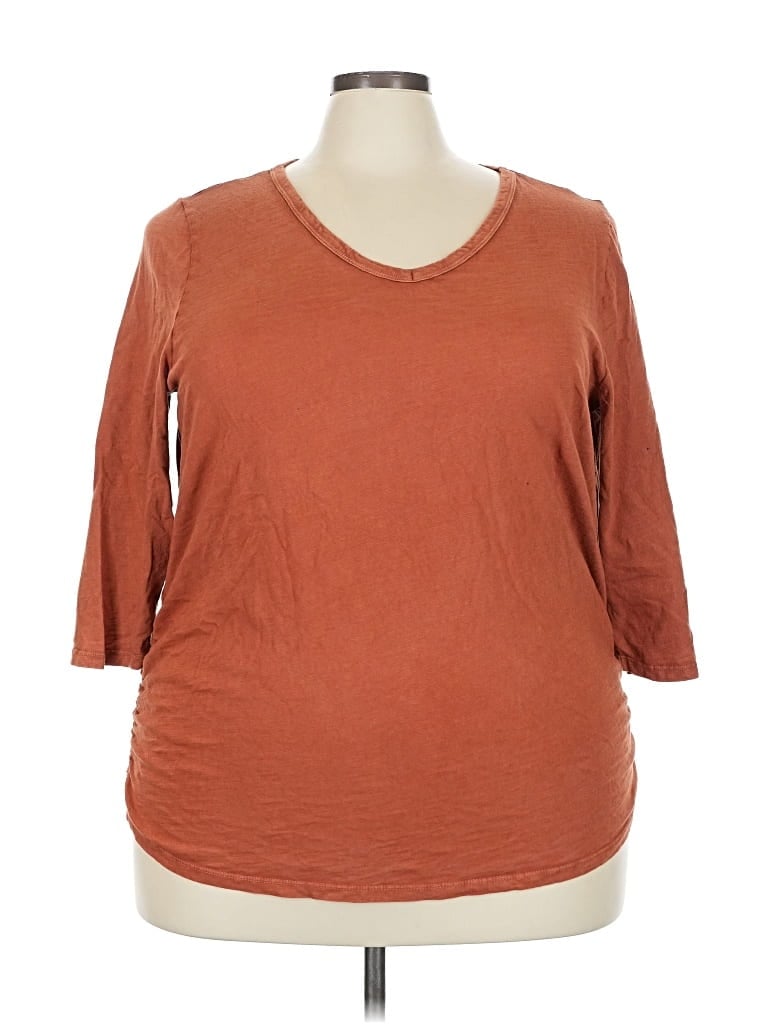 Pre-owned Lane Bryant 3/4 Sleeve T-shirt In Brown