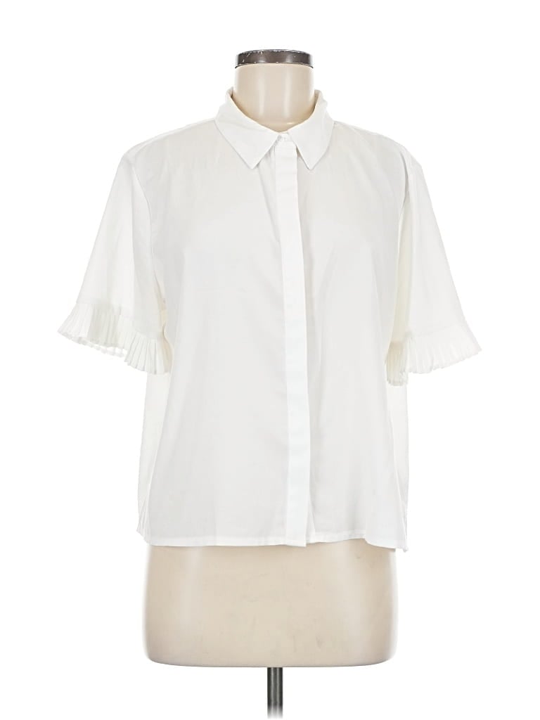 Pre-owned French Connection Short Sleeve Blouse In White