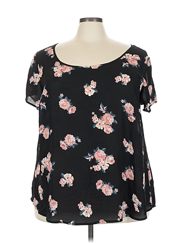 Pre-owned Torrid Short Sleeve Blouse In Black