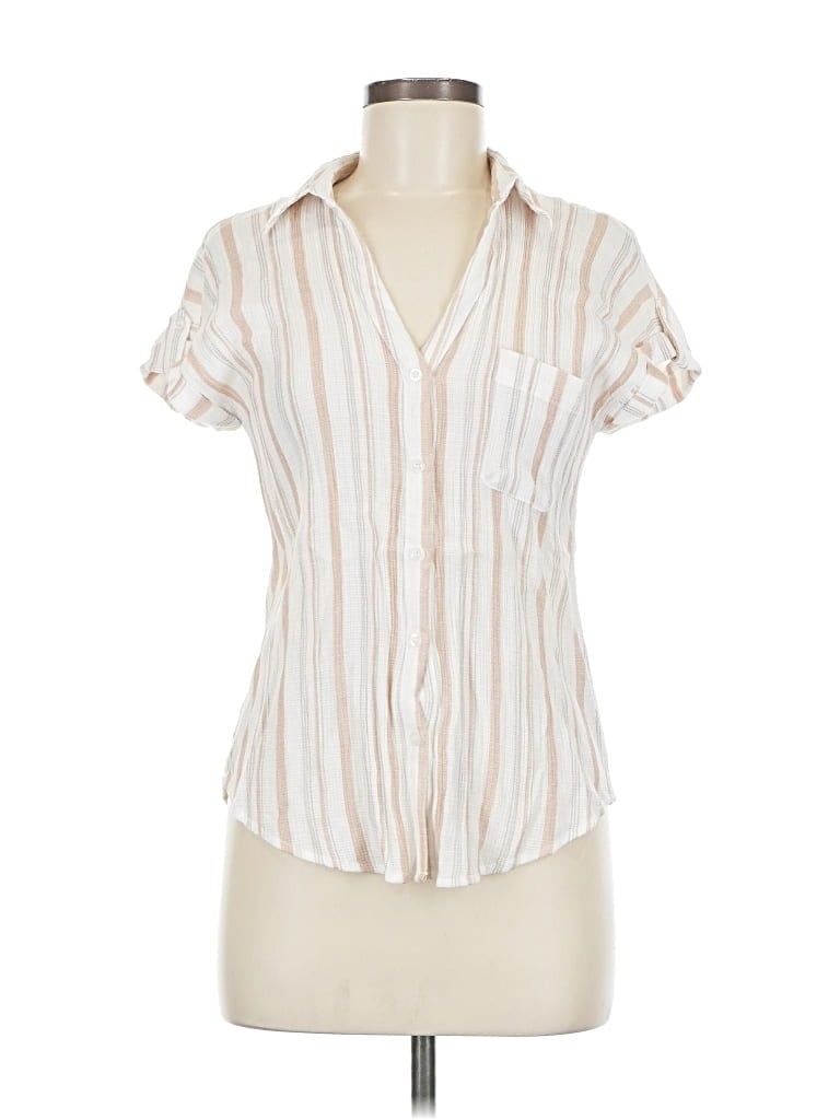 Pre-owned Mine Short Sleeve Blouse In White