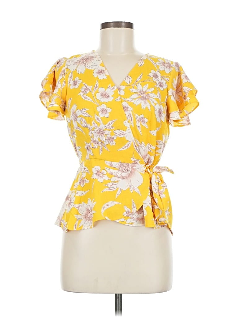 Pre-owned Meraki Short Sleeve Blouse In Yellow