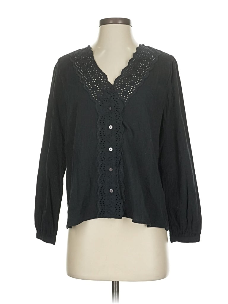 Pre-owned Madewell 3/4 Sleeve Blouse In Black