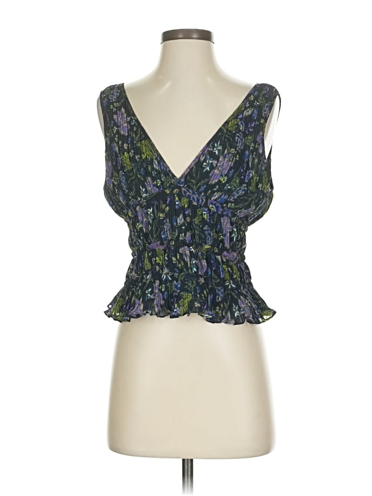 Pre-owned Ramy Brook Tank Top Blue Plunge Neckline Tops