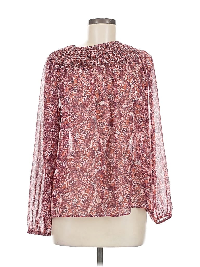 Pre-owned Joe Fresh Long Sleeve Blouse In Burgundy