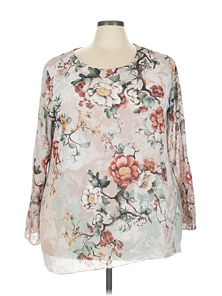 Pre-owned Jm Collection 3/4 Sleeve Blouse In White