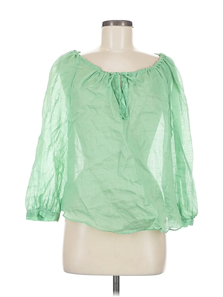 Pre-owned Banana Republic 3/4 Sleeve Blouse In Green