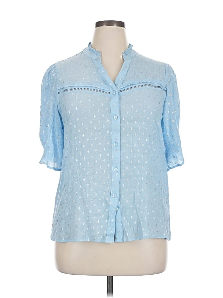 Pre-owned Zac & Rachel Short Sleeve Blouse In Blue