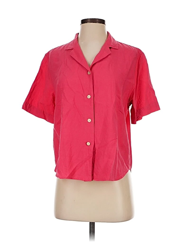 Pre-owned Uniqlo Short Sleeve Blouse In Pink