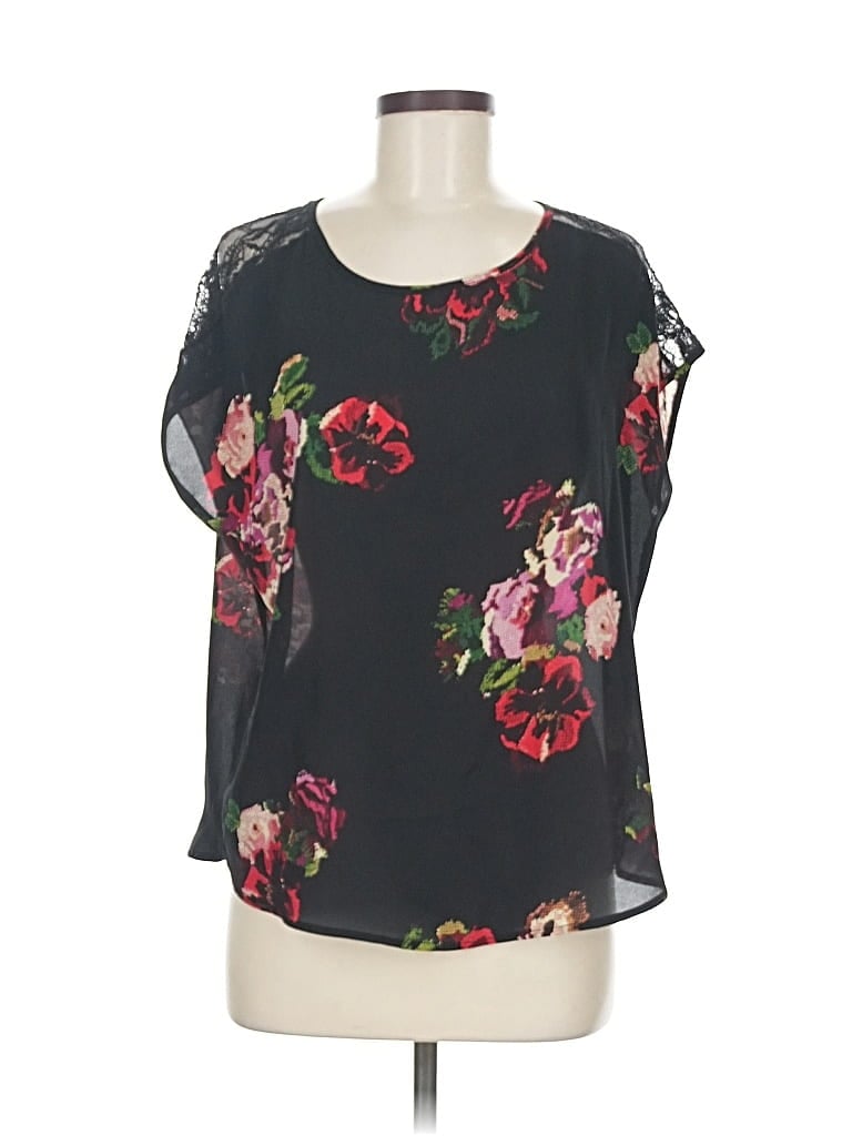 Pre-owned Forever 21 Short Sleeve Blouse In Black
