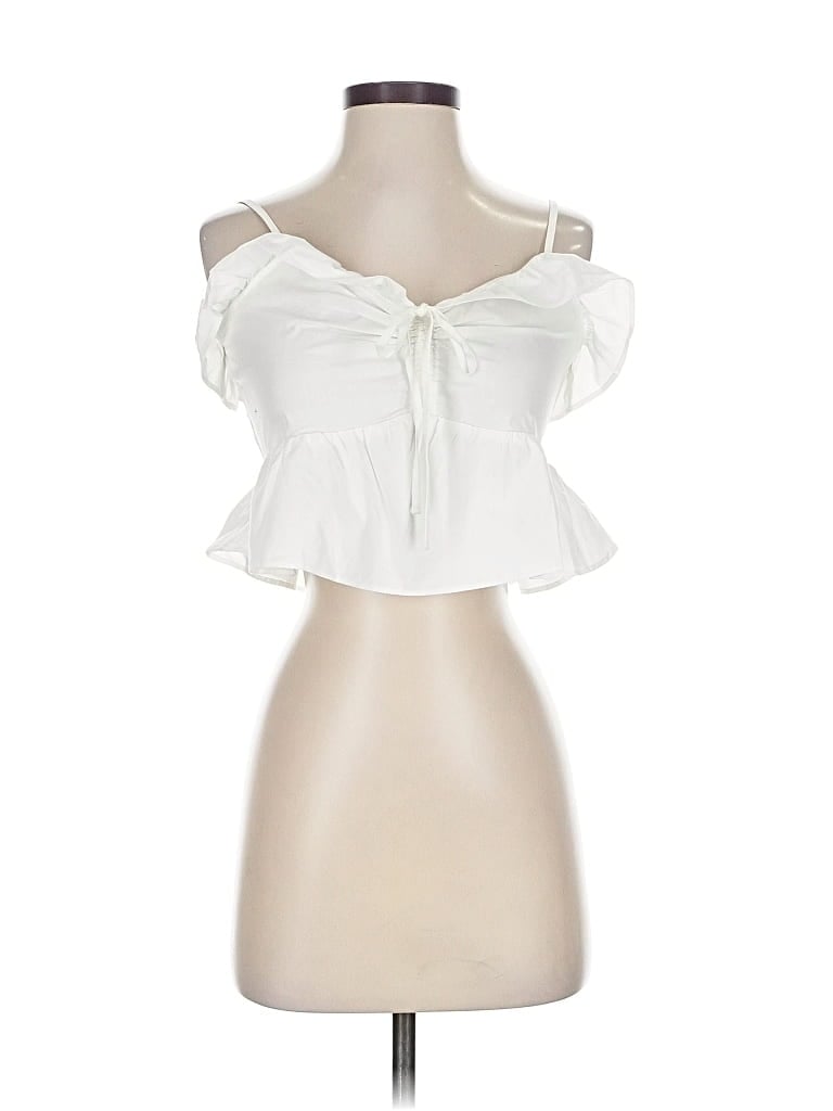 Pre-owned Express Sleeveless Blouse In White