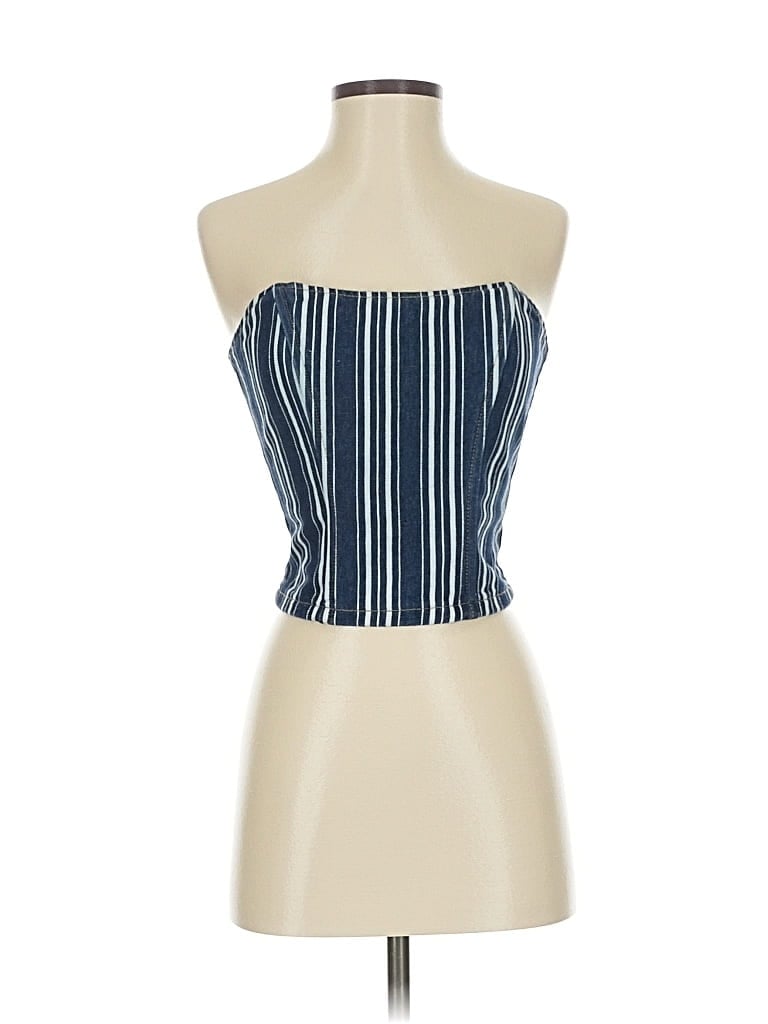 Pre-owned Edikted Tube Top Blue Strapless Neckline Tops