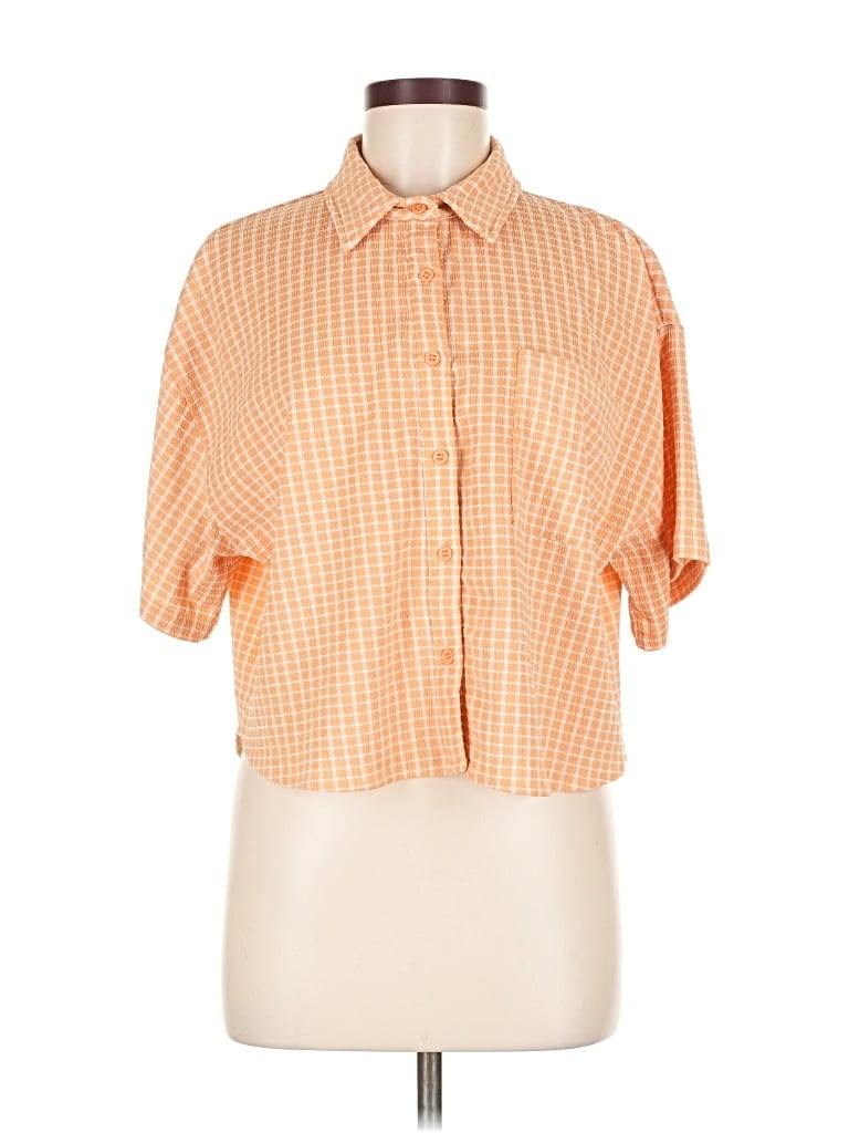 Pre-owned Bailey Rose Short Sleeve Button Down Shirt In Orange