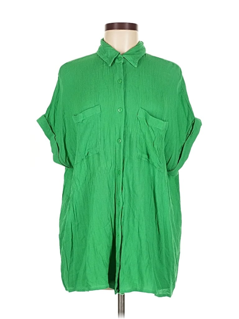 Click to view more detailed imagery on our partner's website Pre-owned Nasty Gal Inc. Short Sleeve Button Down Shirt In Green