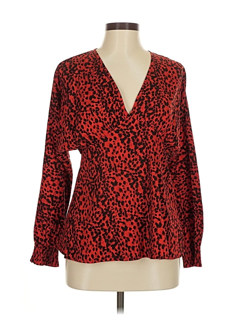 Pre-owned Boohoo Long Sleeve Blouse In Red