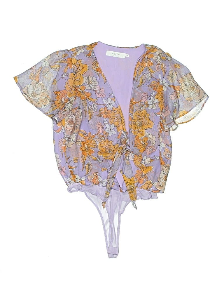 Pre-owned Astr Short Sleeve Blouse In Purple