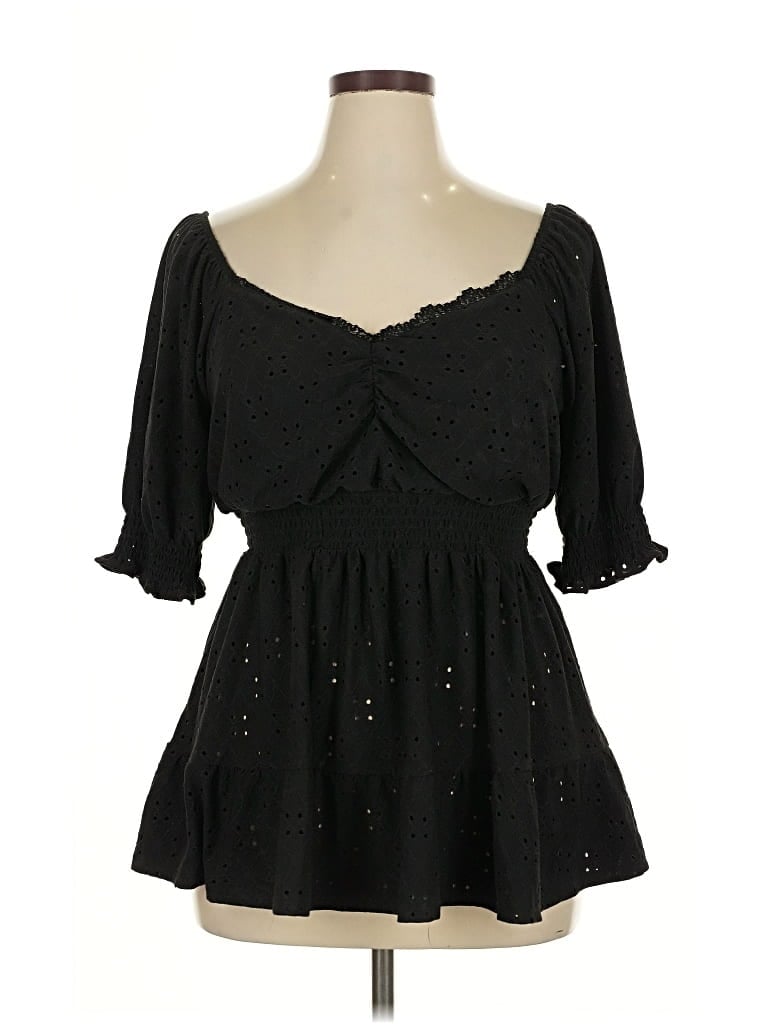 Pre-owned Torrid 3/4 Sleeve Blouse In Black