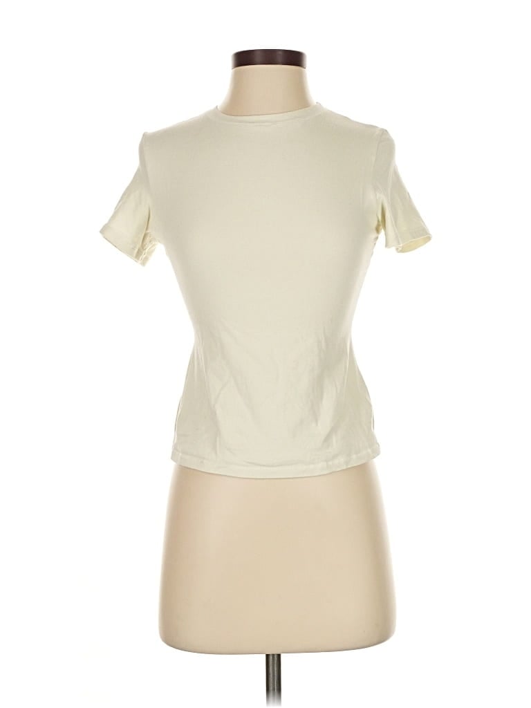 Pre-owned Skims Short Sleeve Turtleneck In White