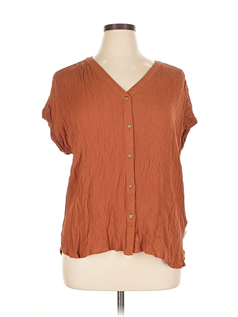 Pre-owned Orvis Short Sleeve Blouse In Brown