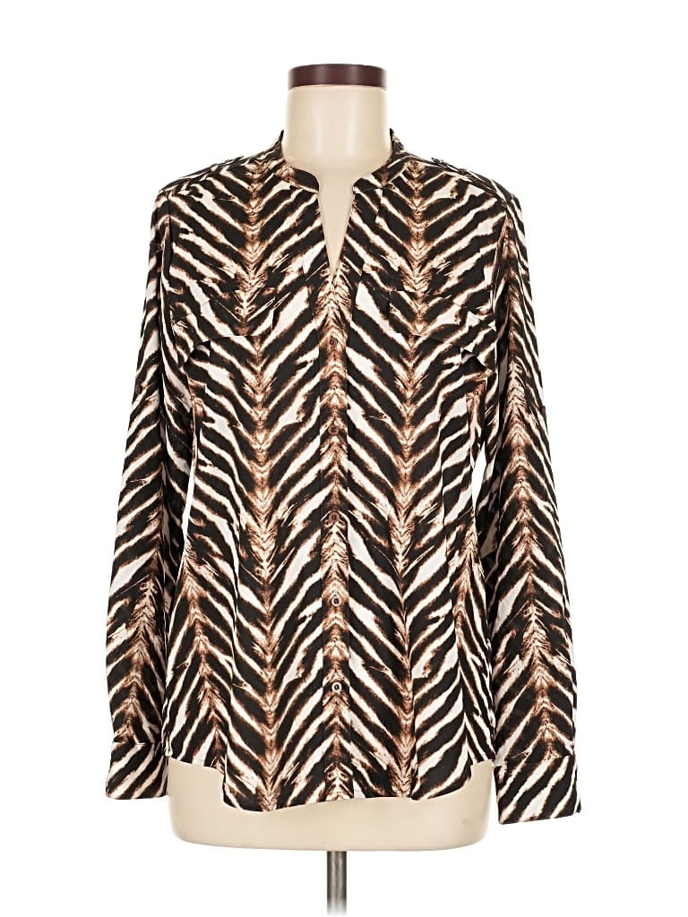 Pre-owned Calvin Klein Long Sleeve Blouse In Brown