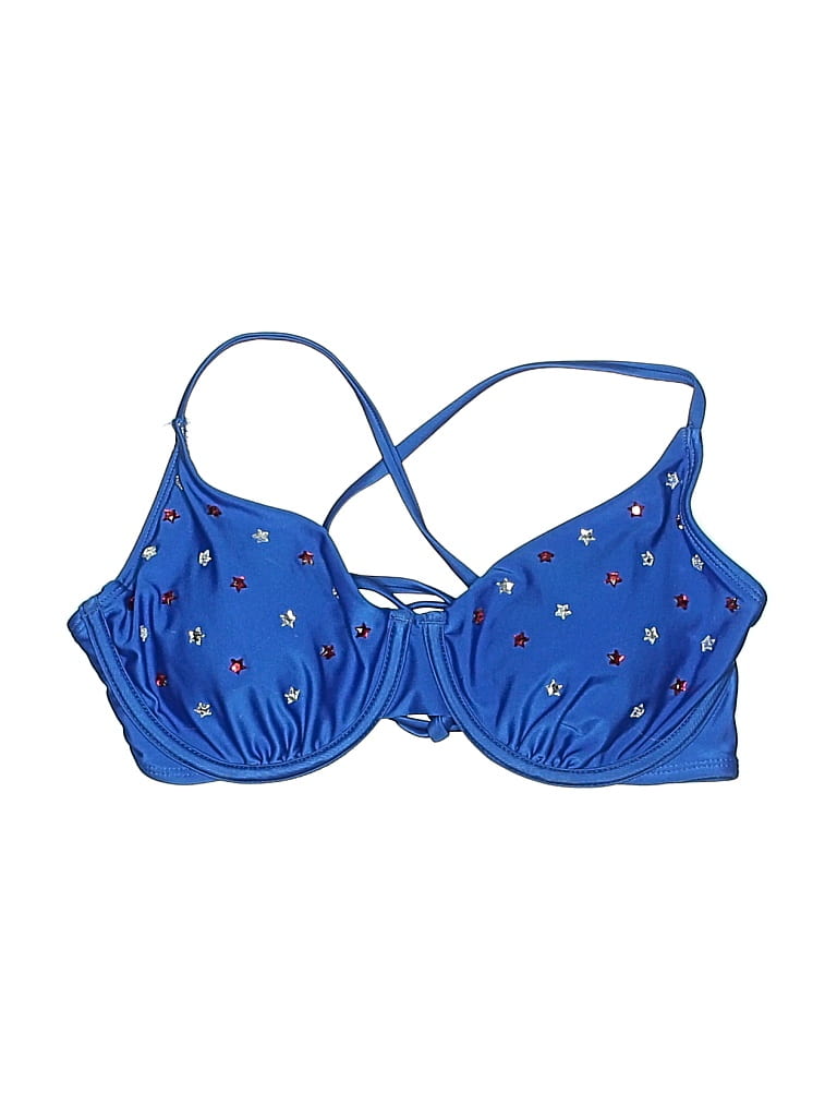 NO BOUNDARIES Pre-owned Swimsuit Top Blue Stars Pattern Swimwear