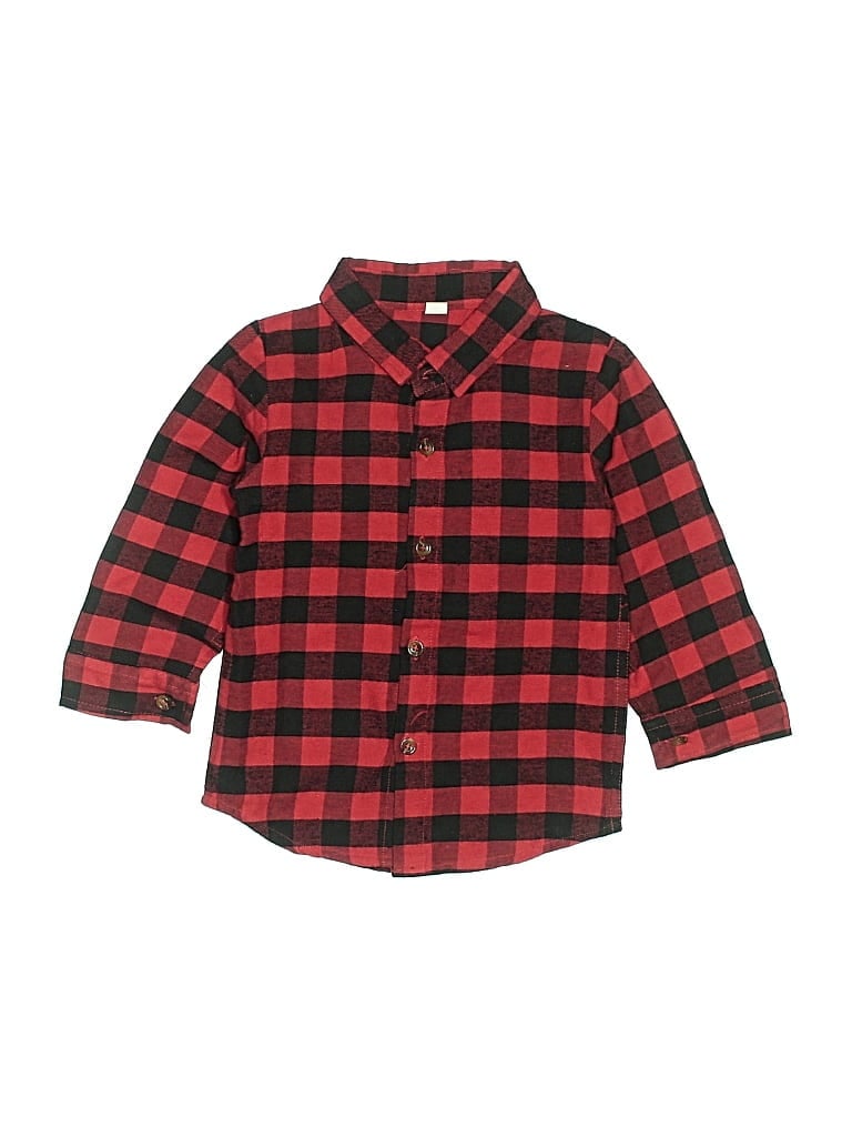 Pre-owned Assorted Brands Kids' Long Sleeve Button Down Shirt In Red