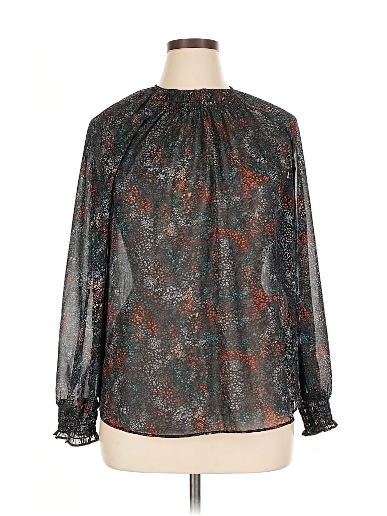 Pre-owned Ava & Viv Long Sleeve Blouse In Gray