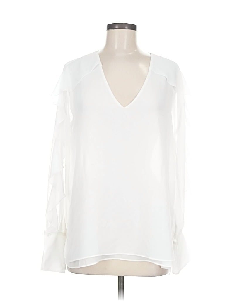 Pre-owned Bcbgmaxazria Long Sleeve Blouse In White