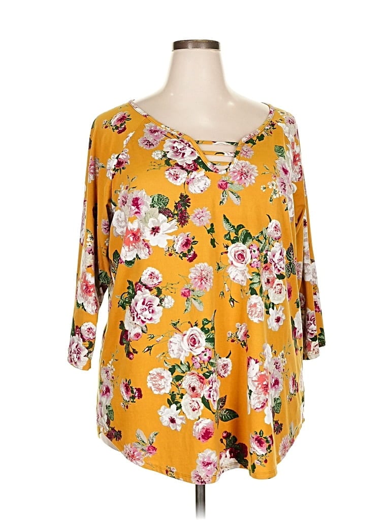 Pre-owned Loralette 3/4 Sleeve Blouse In Yellow