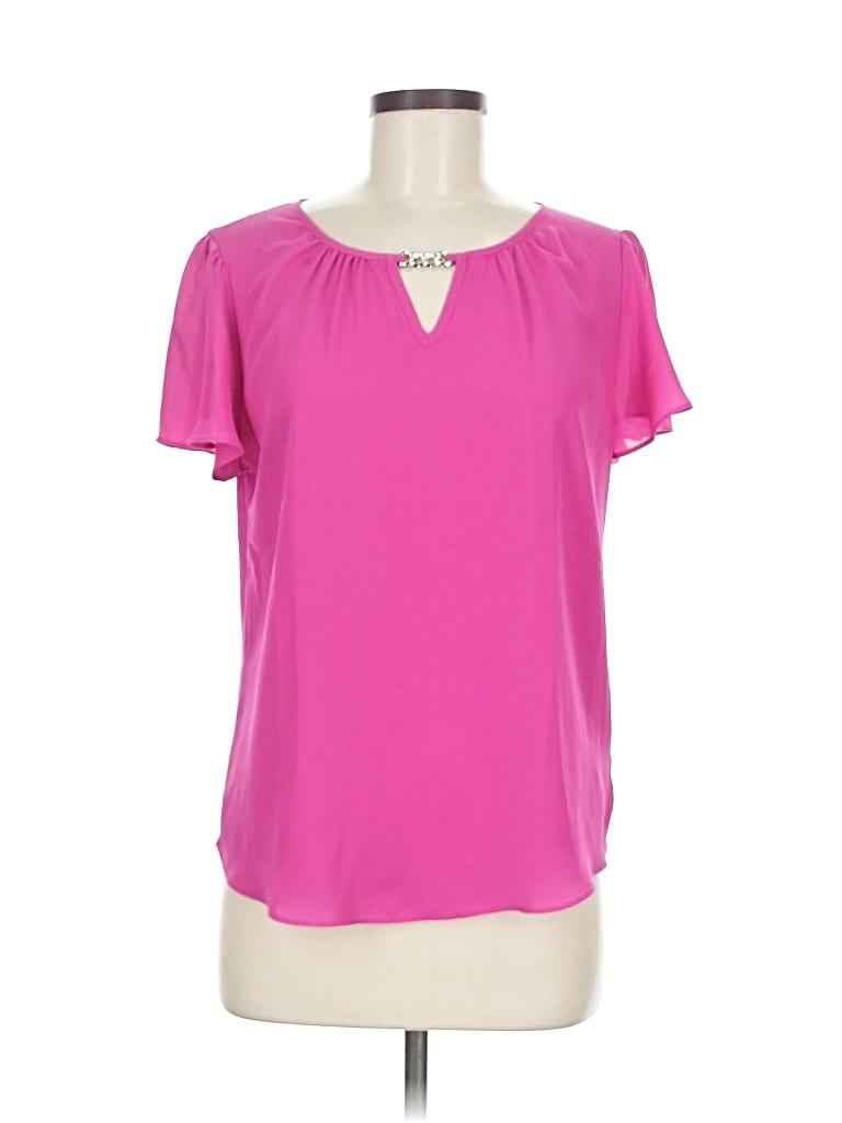 Pre-owned Fortune + Ivy Short Sleeve Blouse In Pink
