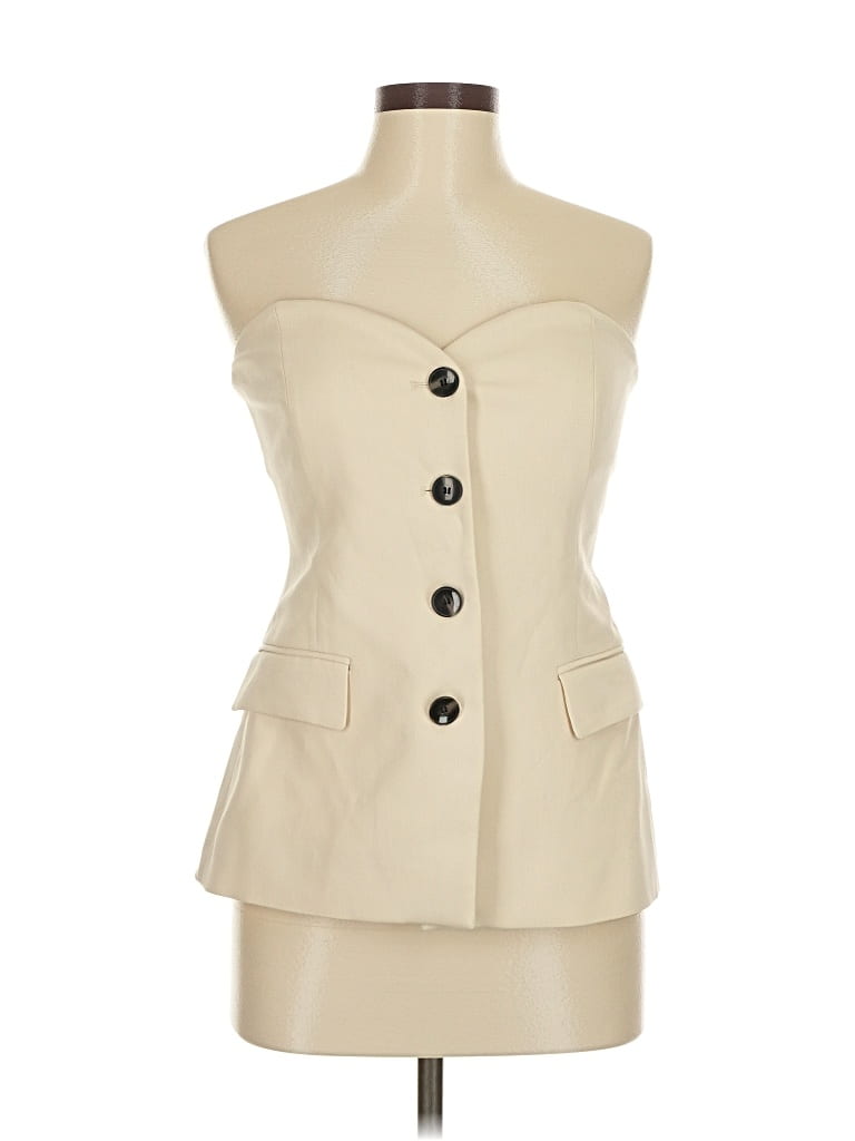 Pre-owned Zara Sleeveless Top Ivory Strapless Neckline Tops In White
