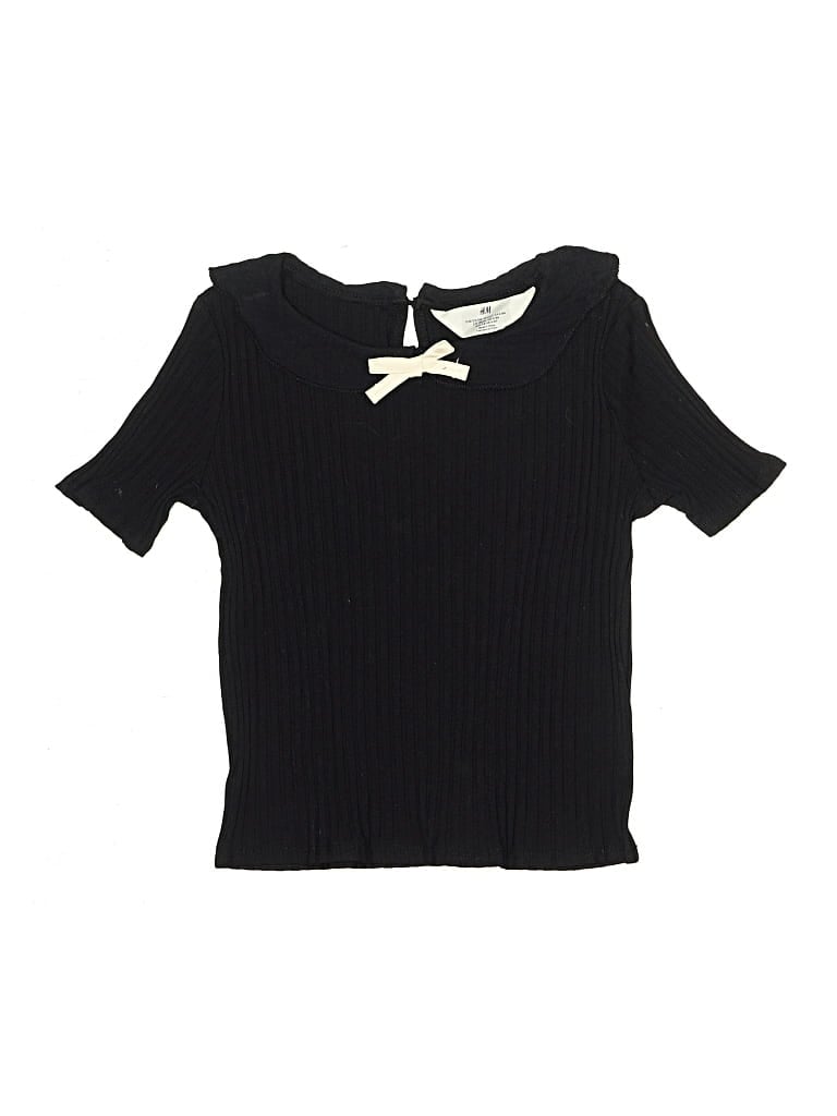 H&M Pre-owned Kids' Short Sleeve Top Black Keyhole Neckline Tops