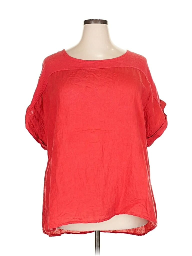 Pre-owned Lungo L'arno Short Sleeve Blouse In Red
