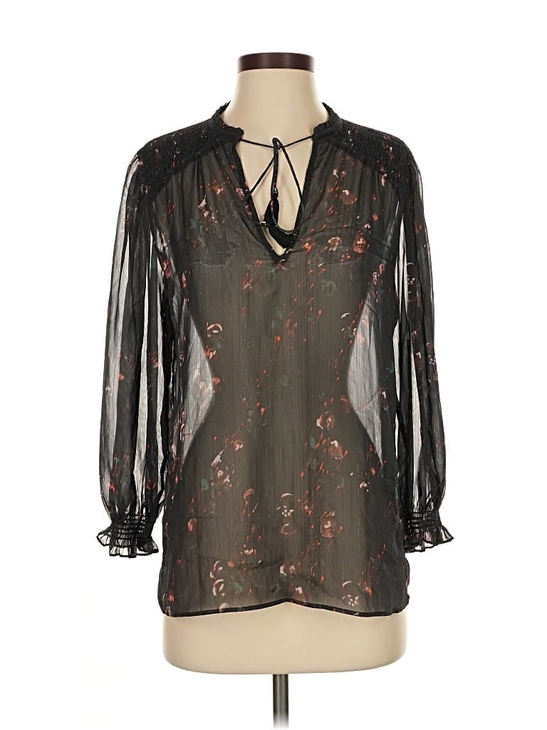 Pre-owned Paige 3/4 Sleeve Blouse In Black