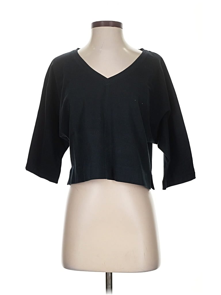 Pre-owned Able 3/4 Sleeve Top Black V Neck Tops