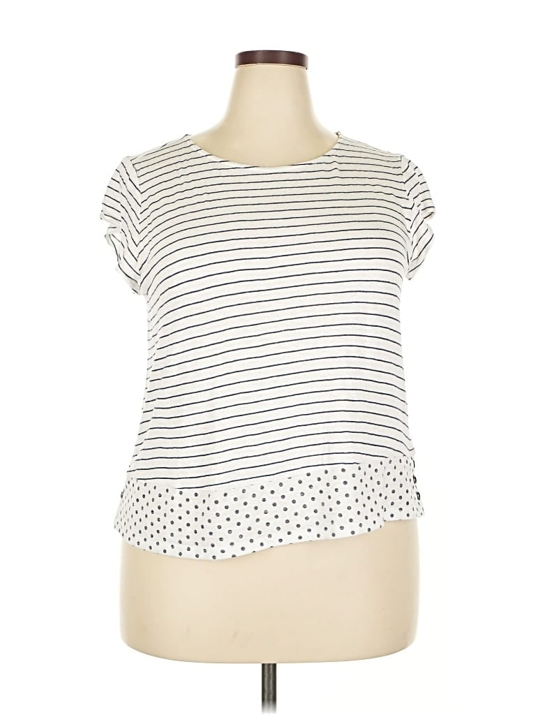 Pre-owned Daniel Rainn Short Sleeve Top Ivory Square Neckline Tops In White