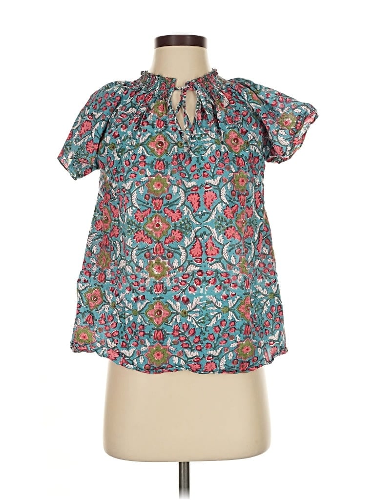 Pre-owned Rungolee Short Sleeve Blouse In Blue