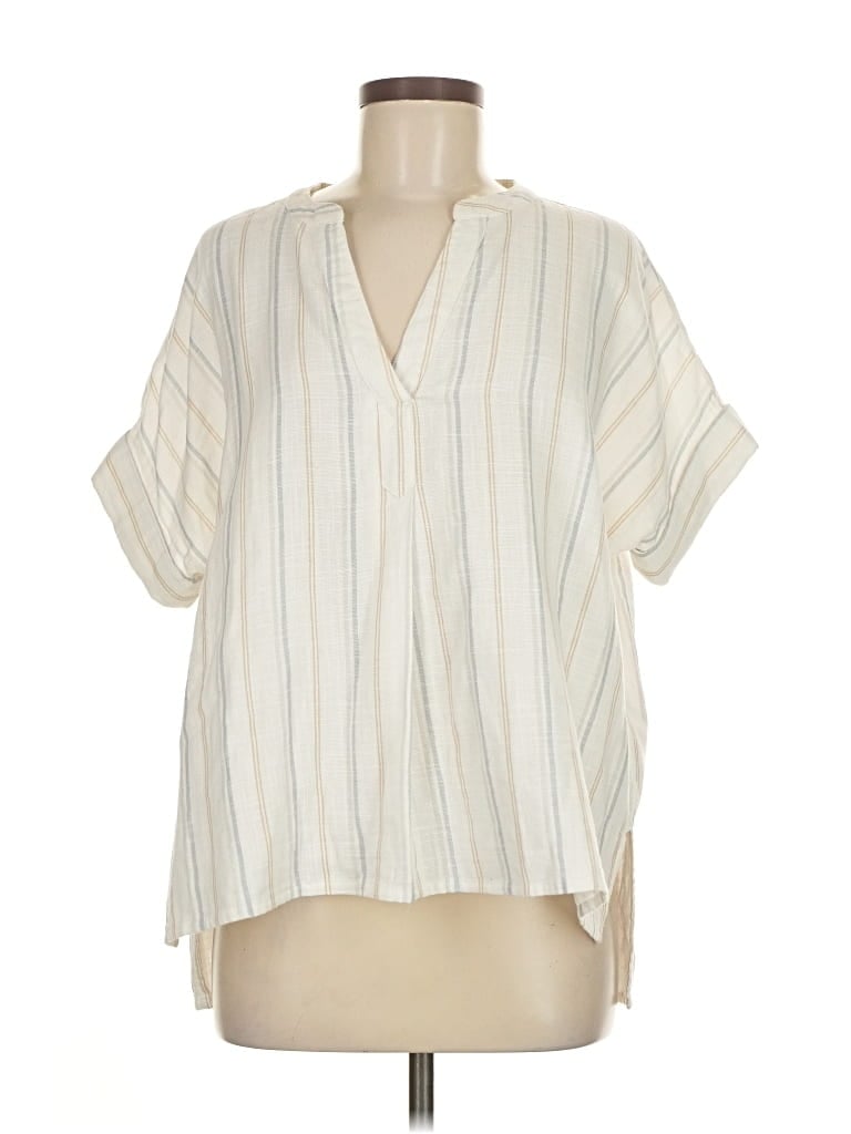Pre-owned Madewell Short Sleeve Blouse In White