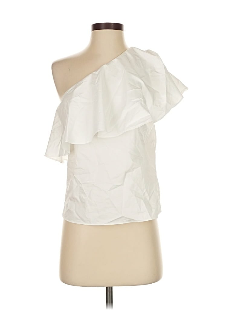 Pre-owned Lavender Brown Tank Top Ivory One Shoulder Neckline Tops In White