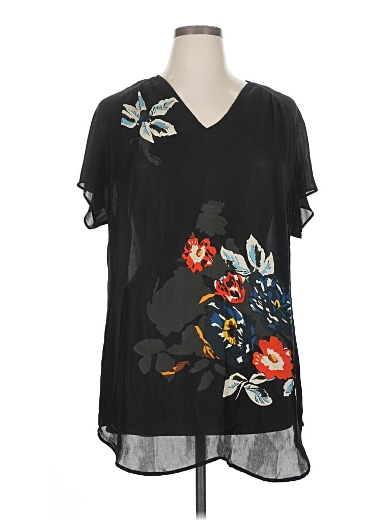 Pre-owned Cabi Short Sleeve Blouse In Black