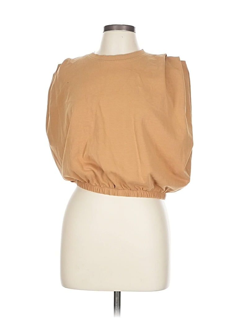 Pre-owned Zara Tube Top Tan Strapless Neckline Tops In Brown