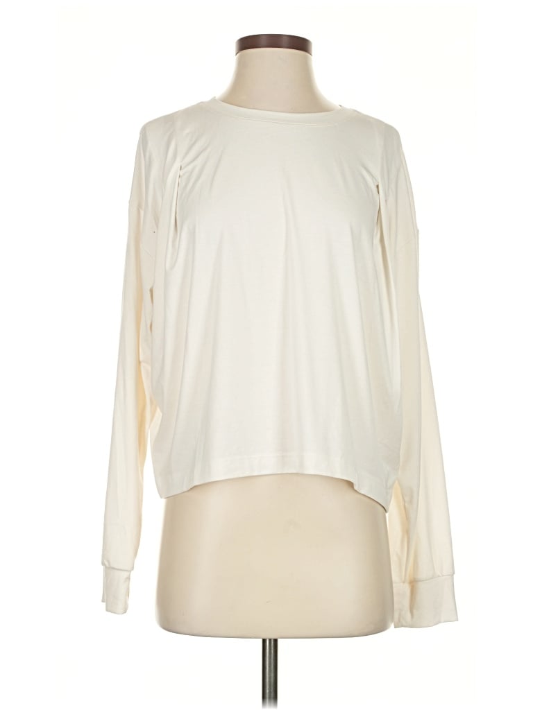Pre-owned Athleta Long Sleeve T-shirt In White