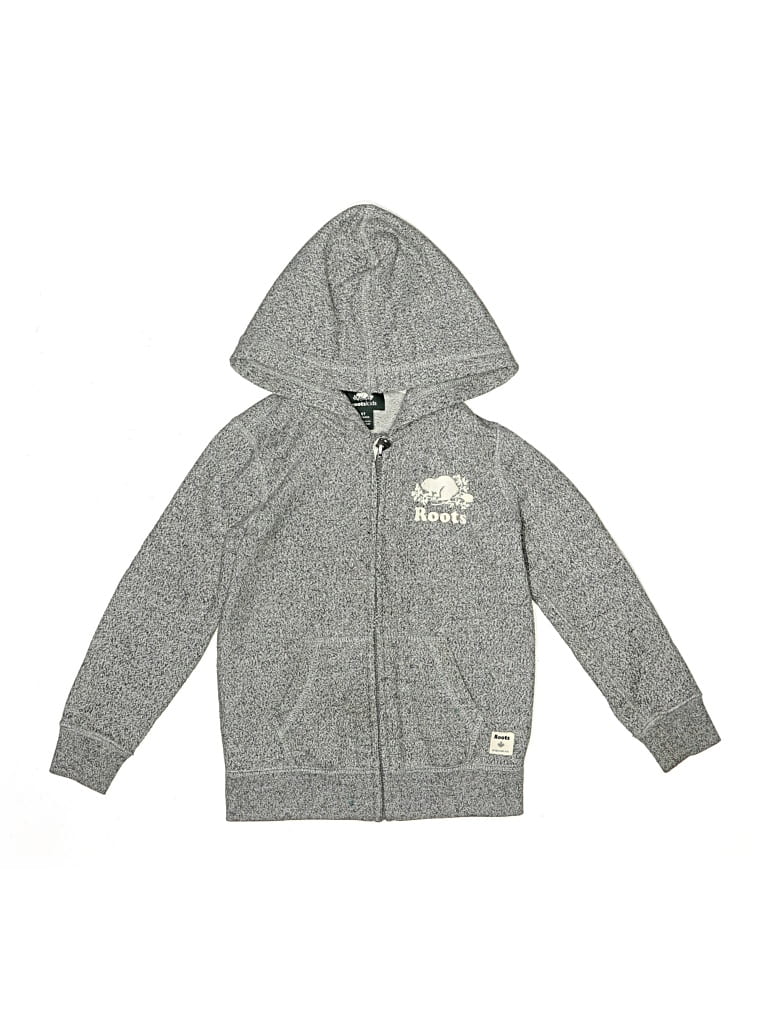 Pre-owned Roots Kids' Zip Up Hoodie In Gray