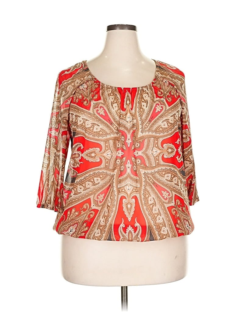 Pre-owned Inc International Concepts 3/4 Sleeve Blouse In Red