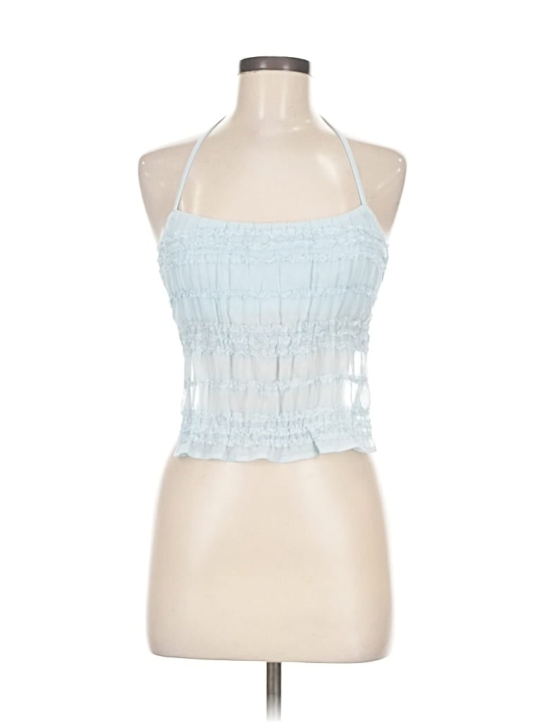 Pre-owned Edikted Tank Top Blue Halter Neckline Tops