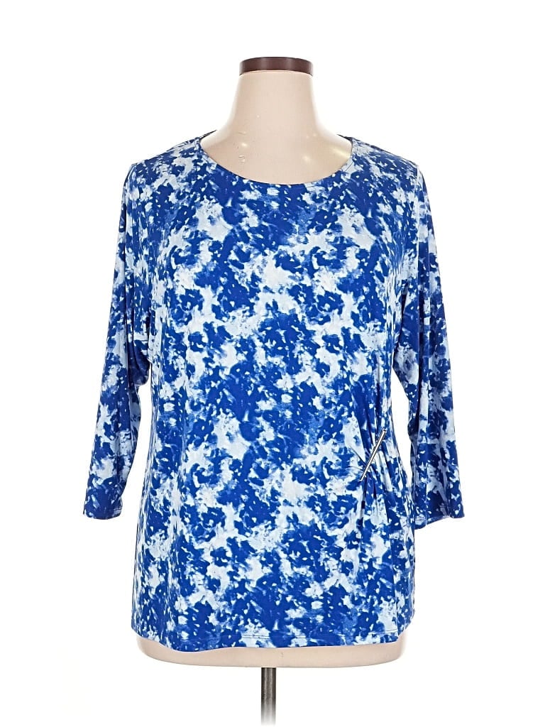 Pre-owned Calvin Klein 3/4 Sleeve Blouse In Blue