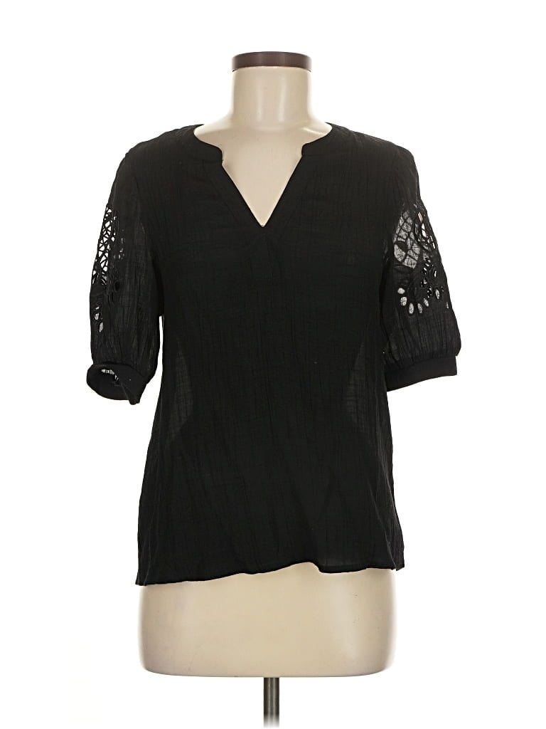 Pre-owned Nanette Lepore Short Sleeve Blouse In Black